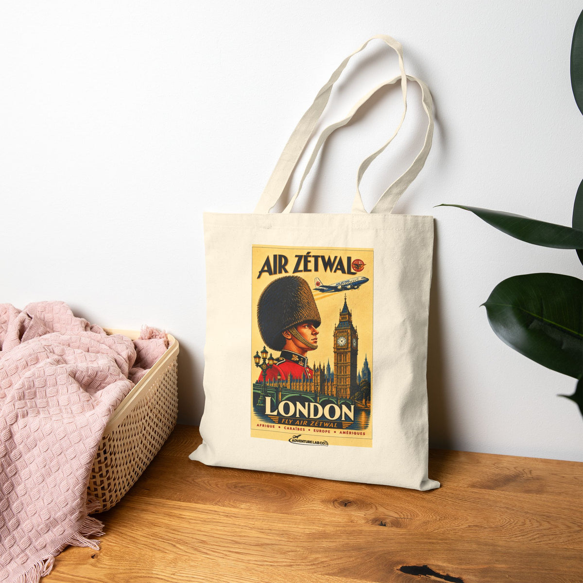 London England Vintage Travel Canvas Tote