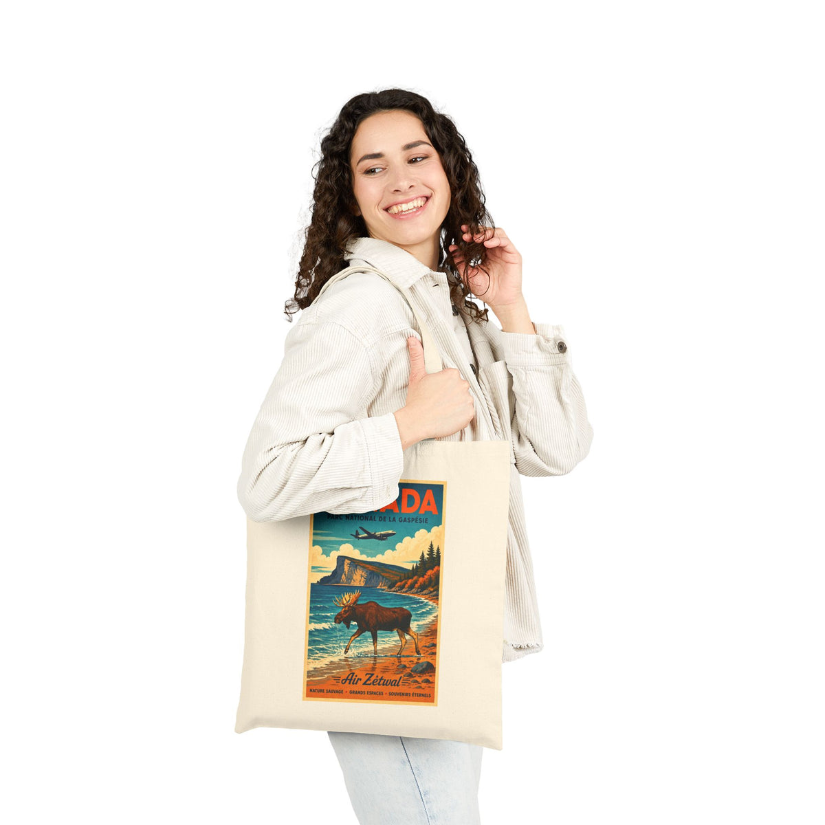 Canada Moose Vintage Travel Canvas Tote