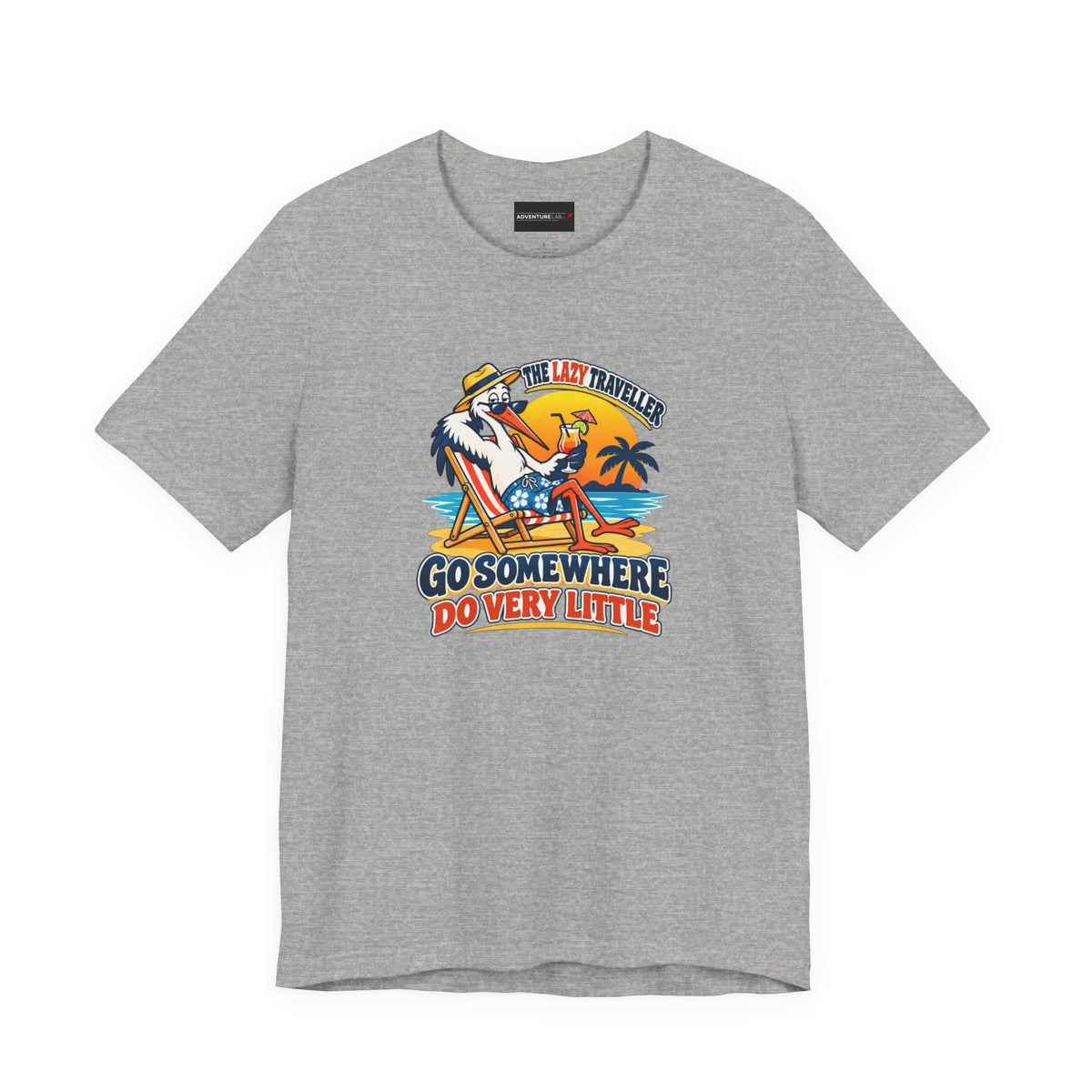 Lazy Traveller Stork T-shirt- Go Somewhere, Do Very Little