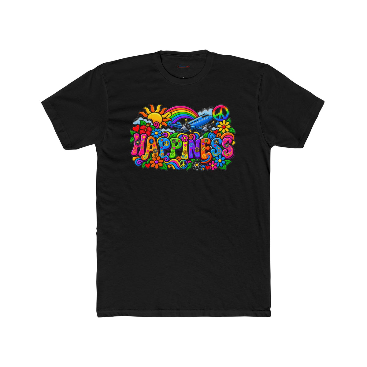 Happiness Takes Flight Retro Graphic T-Shirt - plane