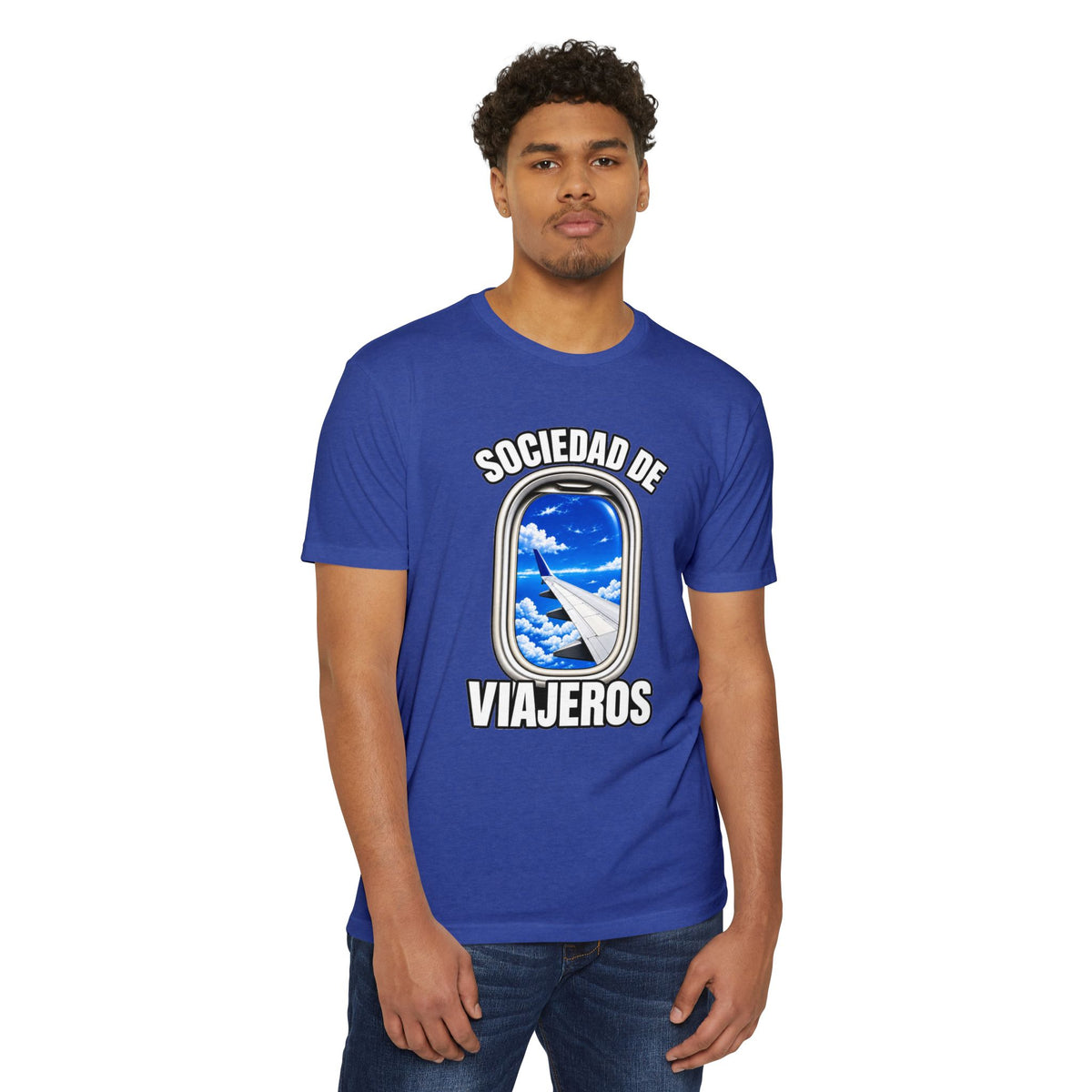 Sociedad de Viajeros Blue Sky Window Seat Society T-Shirt — Retro Airplane Travel Tee