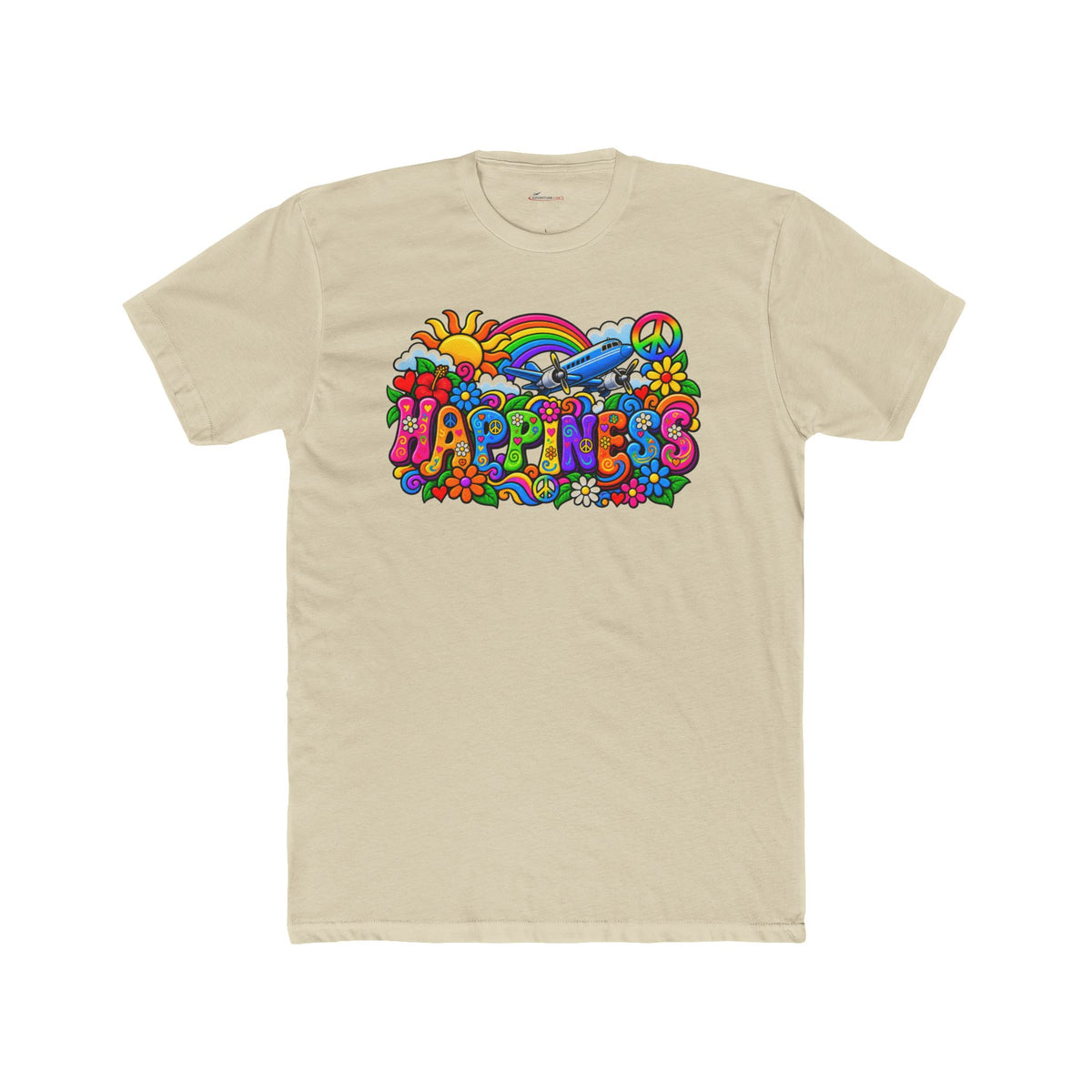 Happiness Takes Flight Retro Graphic T-Shirt - plane