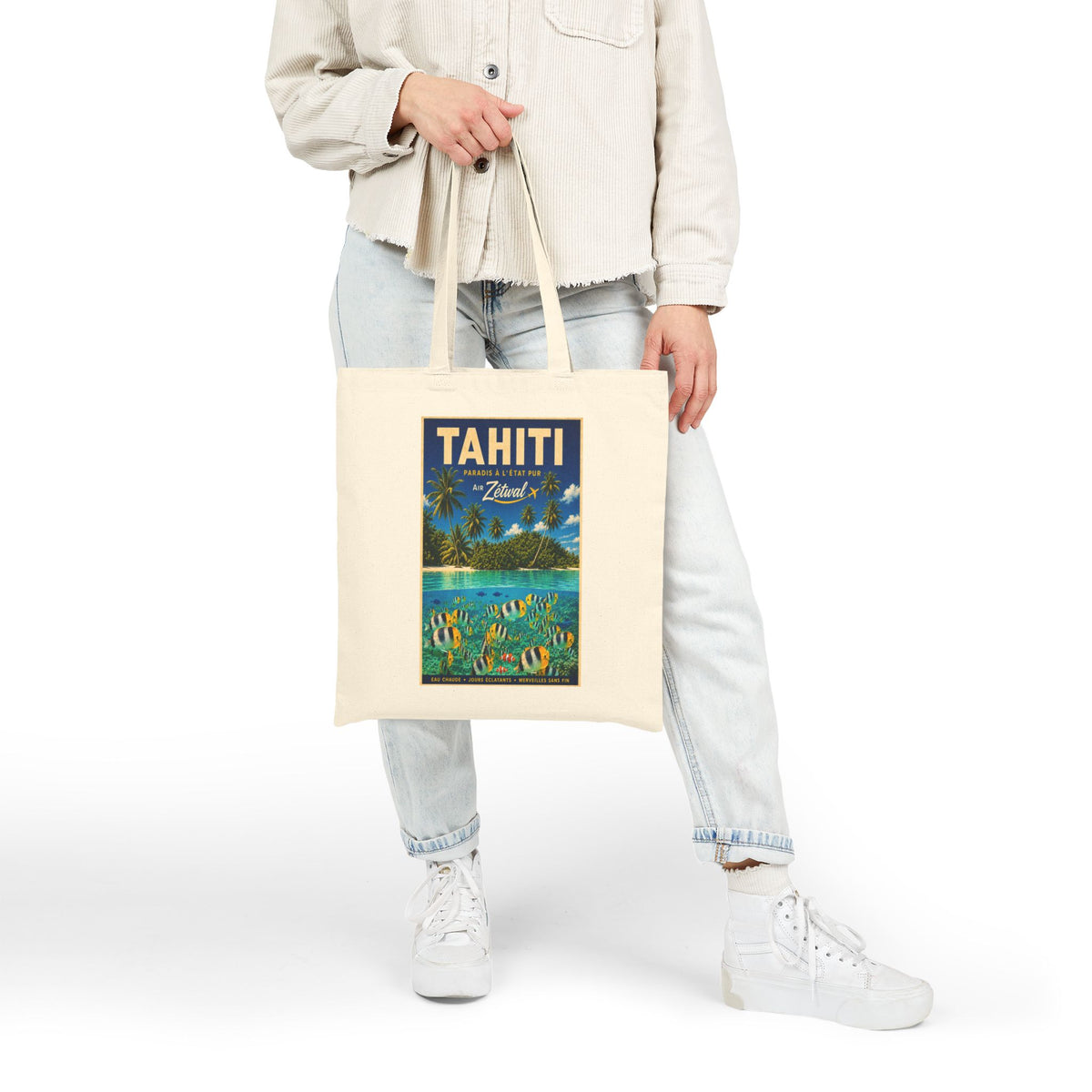 Tahiti Vintage Travel Canvas Tote