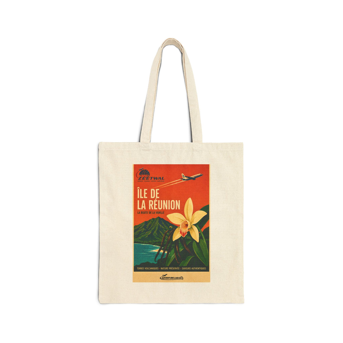Île de la Réunion Vintage Travel Canvas Tote