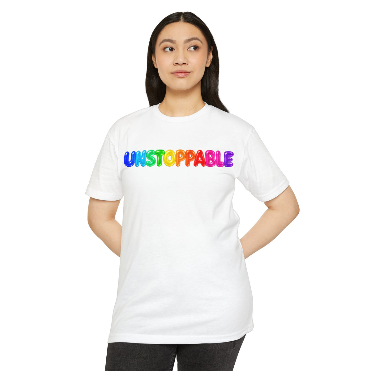 Unstoppable – Rainbow Jelly Lettering T-Shirt 🌈