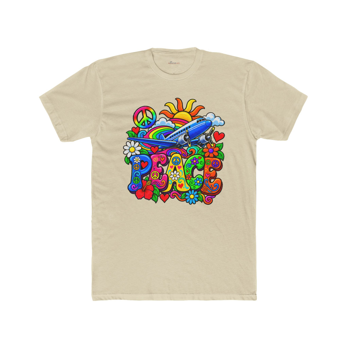 Peace Takes Flight Retro Graphic T-Shirt - plane