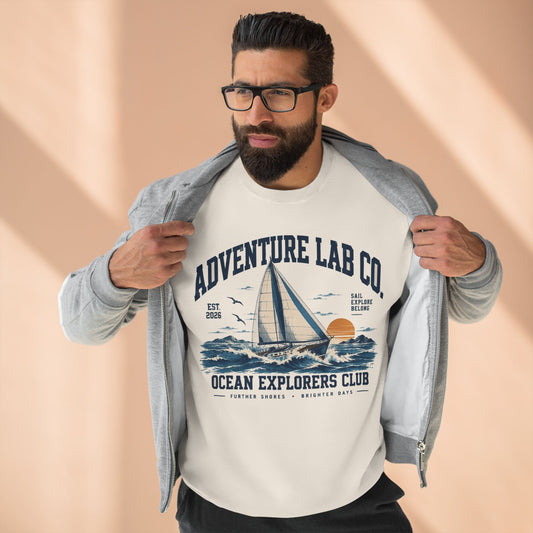 Ocean Explorers Club Crewneck Sweatshirt - Adventure Lab (blue yellow)