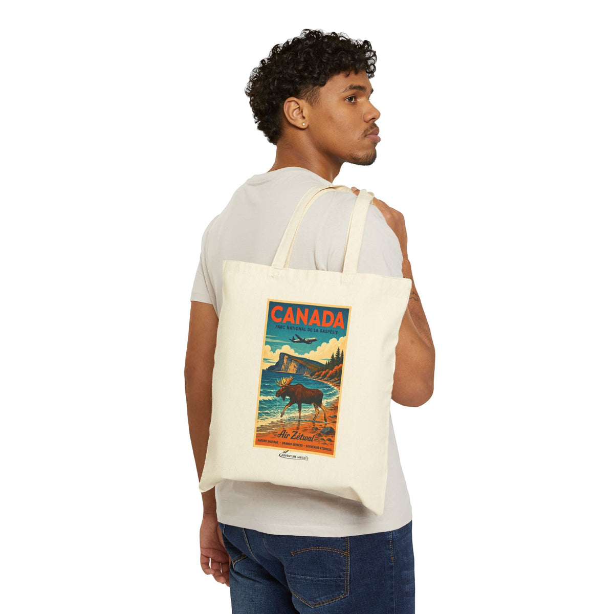 Canada Moose Vintage Travel Canvas Tote