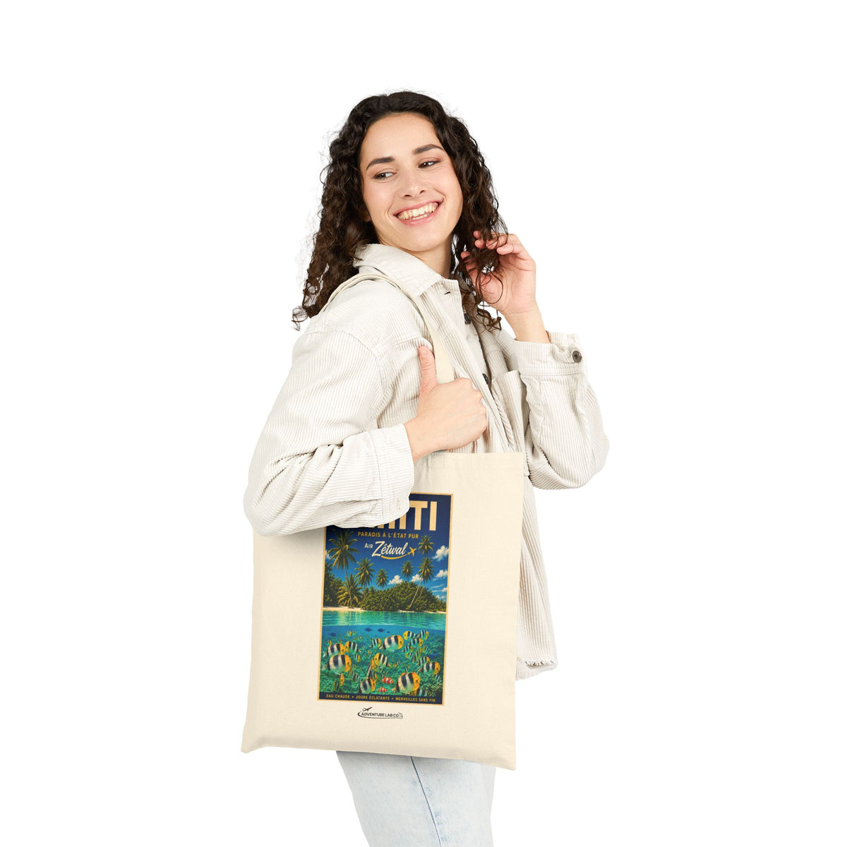 Tahiti Vintage Travel Canvas Tote