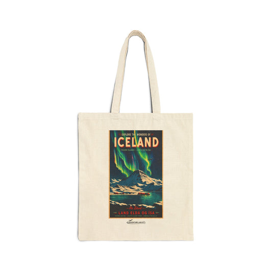 Iceland Vintage Travel Canvas Tote