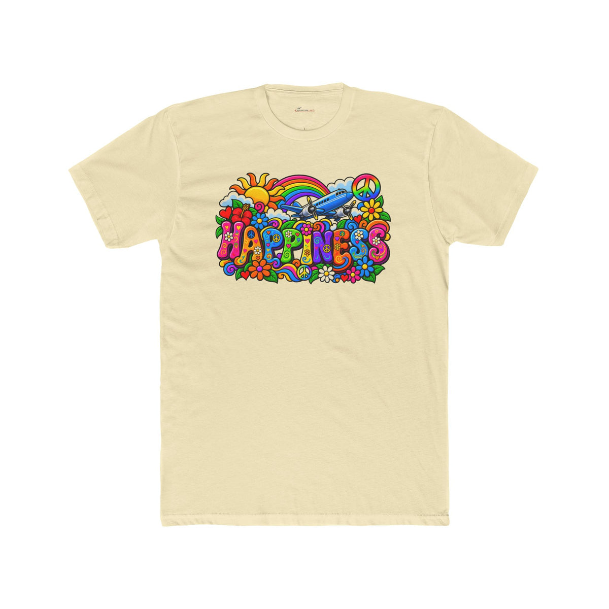 Happiness Takes Flight Retro Graphic T-Shirt - plane