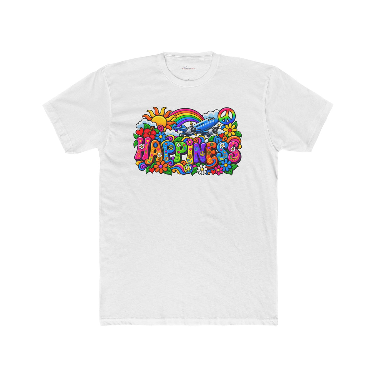 Happiness Takes Flight Retro Graphic T-Shirt - plane