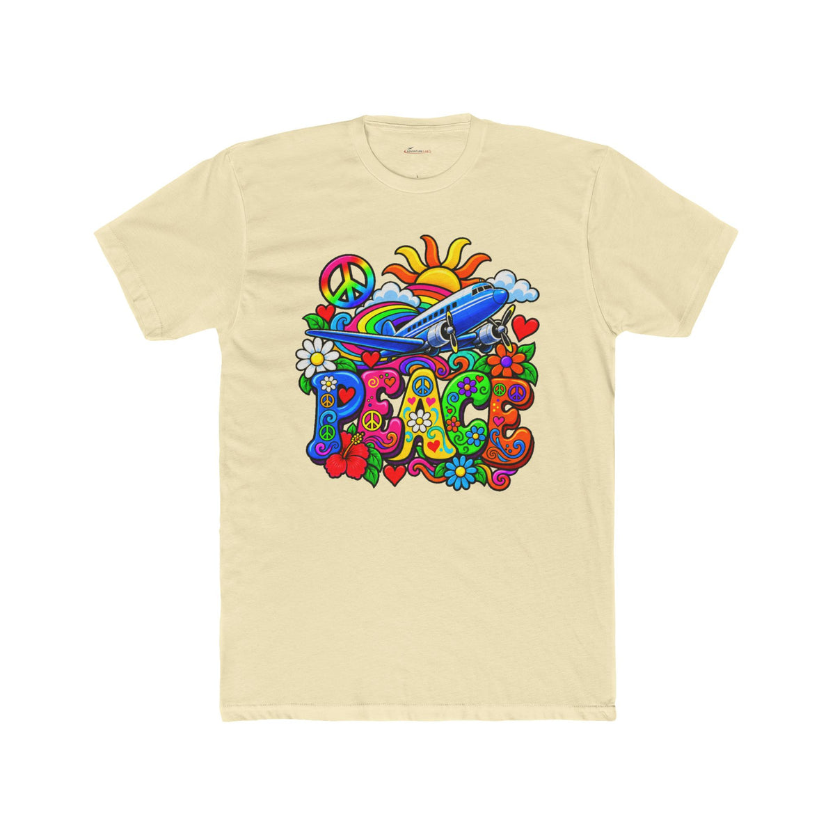 Peace Takes Flight Retro Graphic T-Shirt - plane