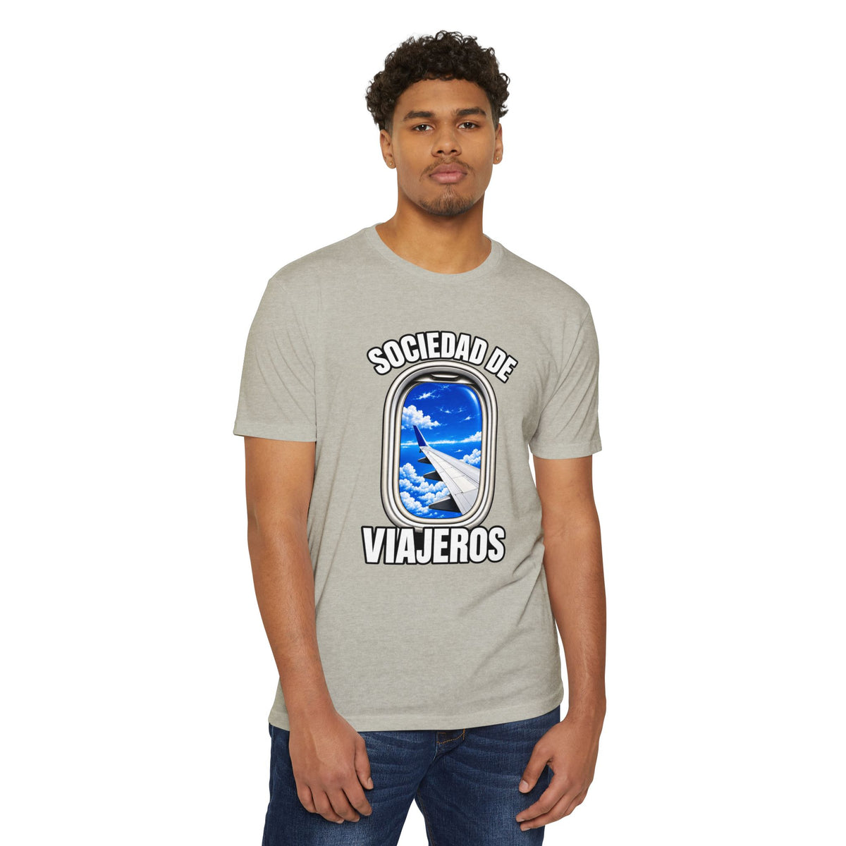 Sociedad de Viajeros Blue Sky Window Seat Society T-Shirt — Retro Airplane Travel Tee