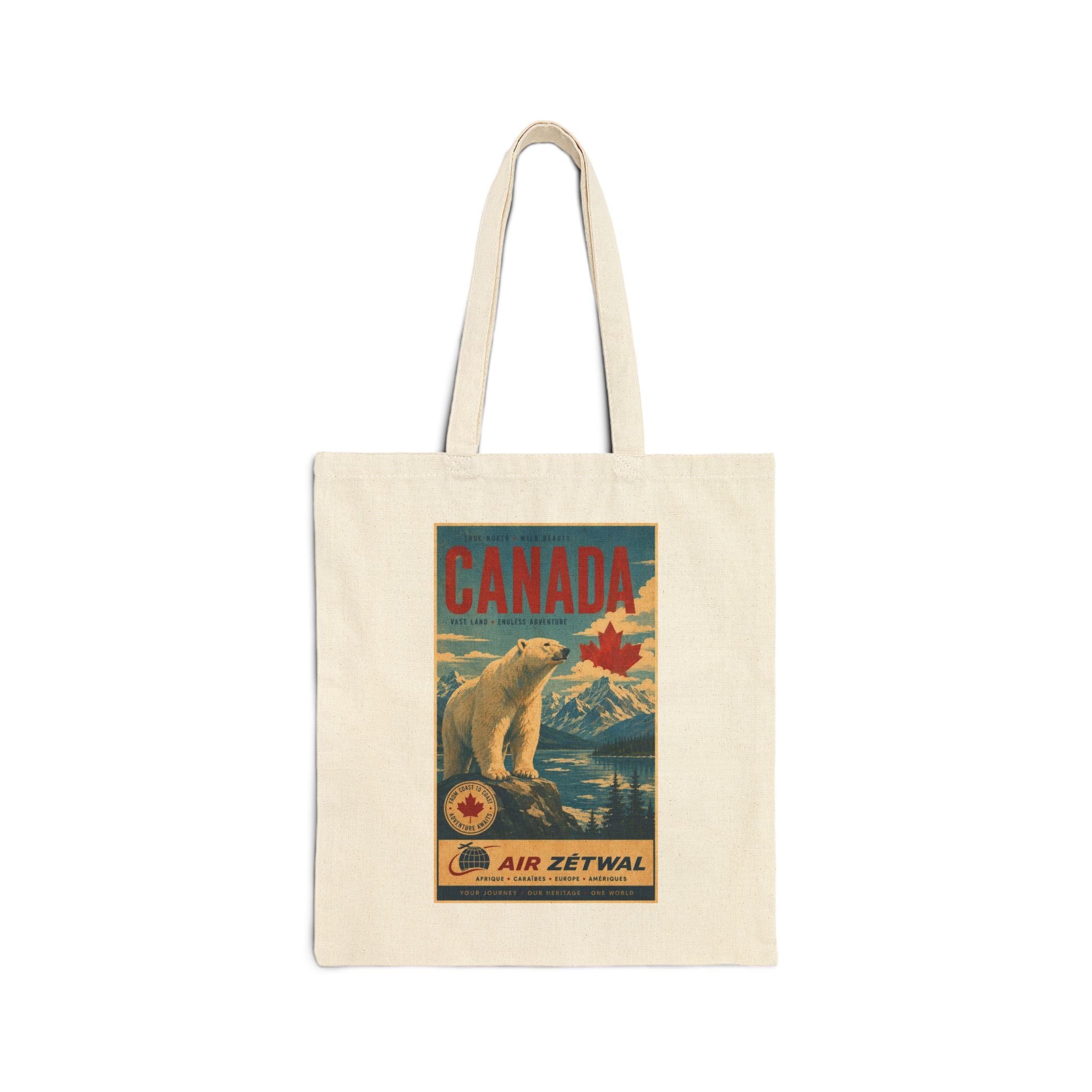 Canada Polar Bear Vintage Travel Canvas Tote