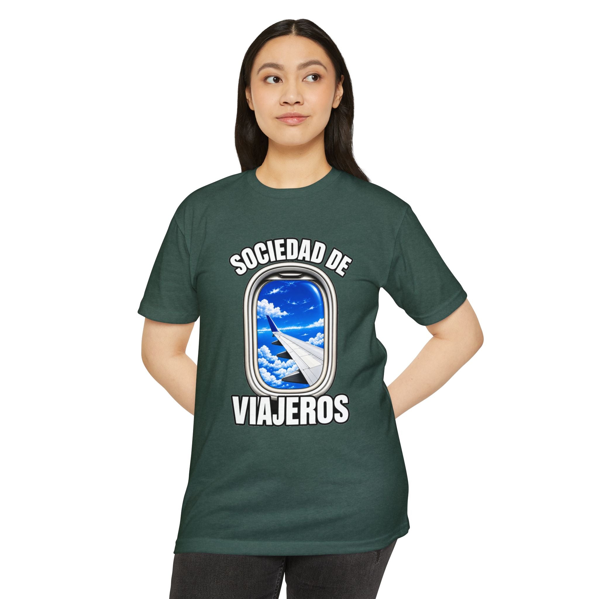Sociedad de Viajeros Blue Sky Window Seat Society T-Shirt — Retro Airplane Travel Tee