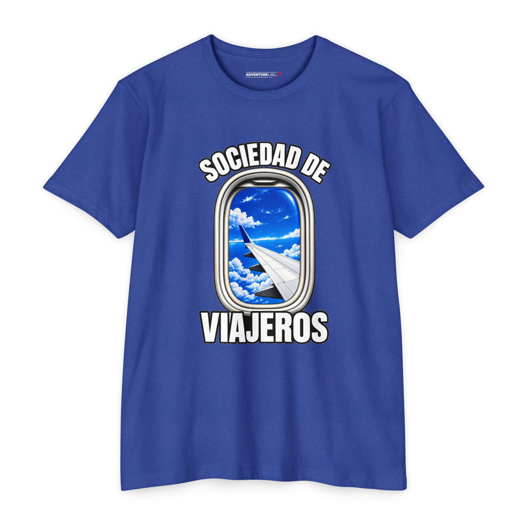 Sociedad de Viajeros Blue Sky Window Seat Society T-Shirt — Retro Airplane Travel Tee