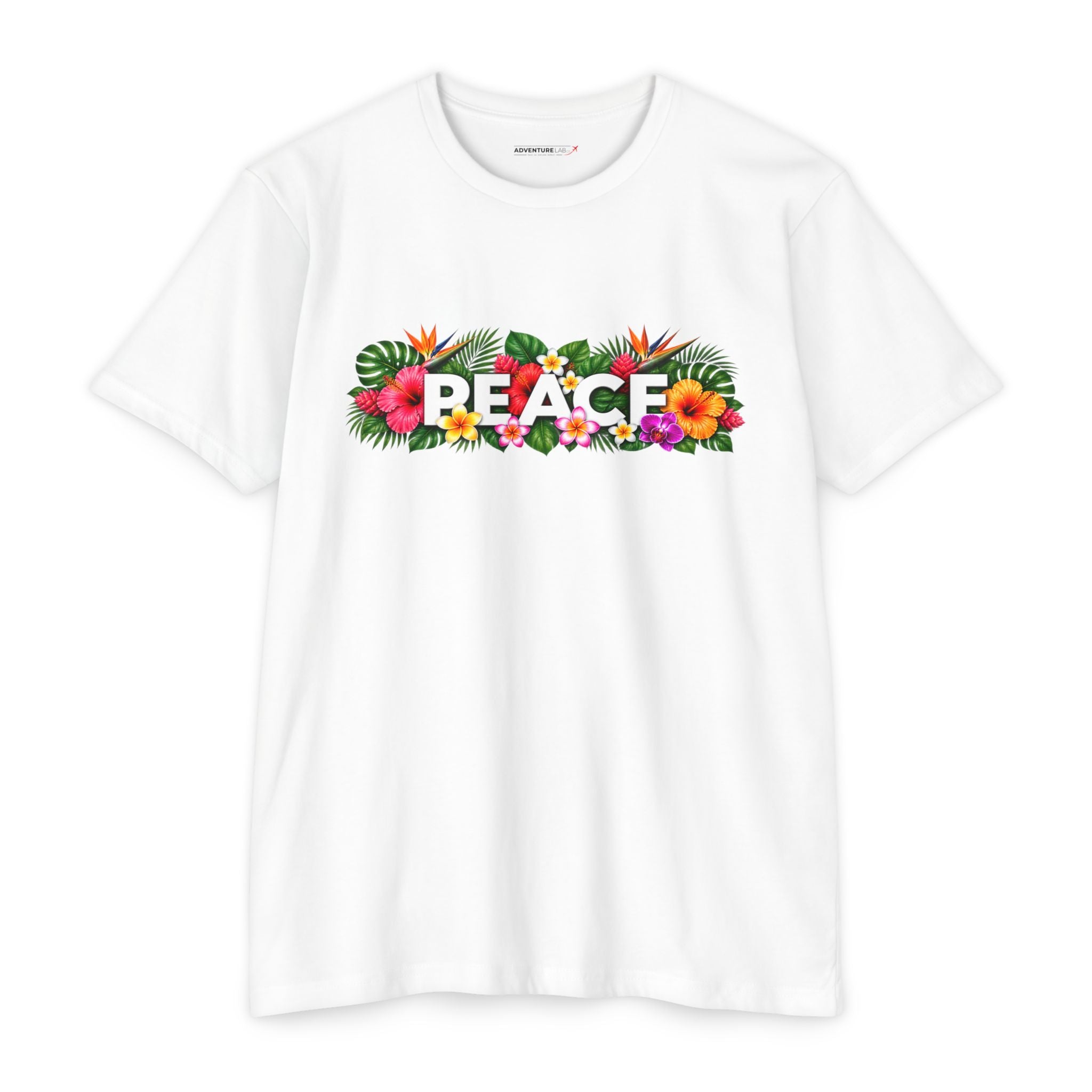 PEACE Floral Tropical T-Shirt — Bright Hawaii Vacation Tee