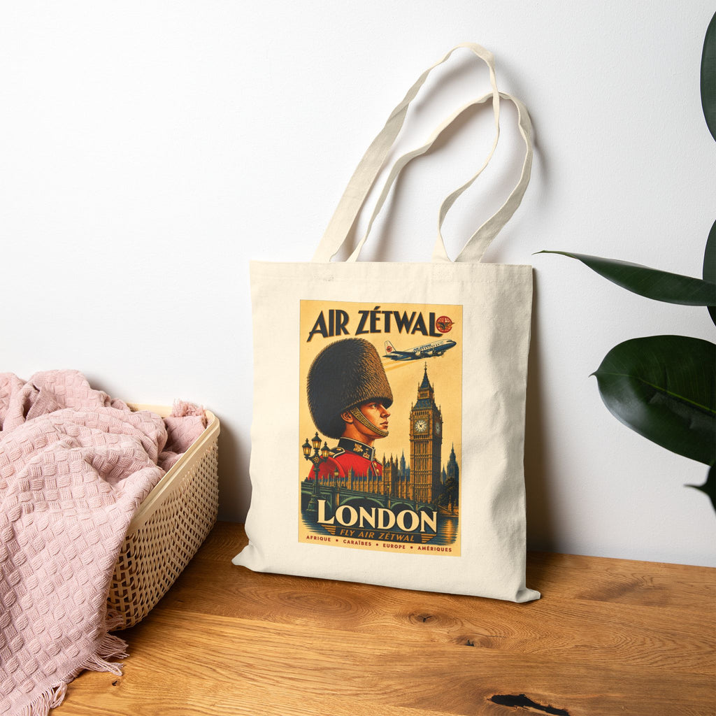London England Vintage Travel Canvas Tote