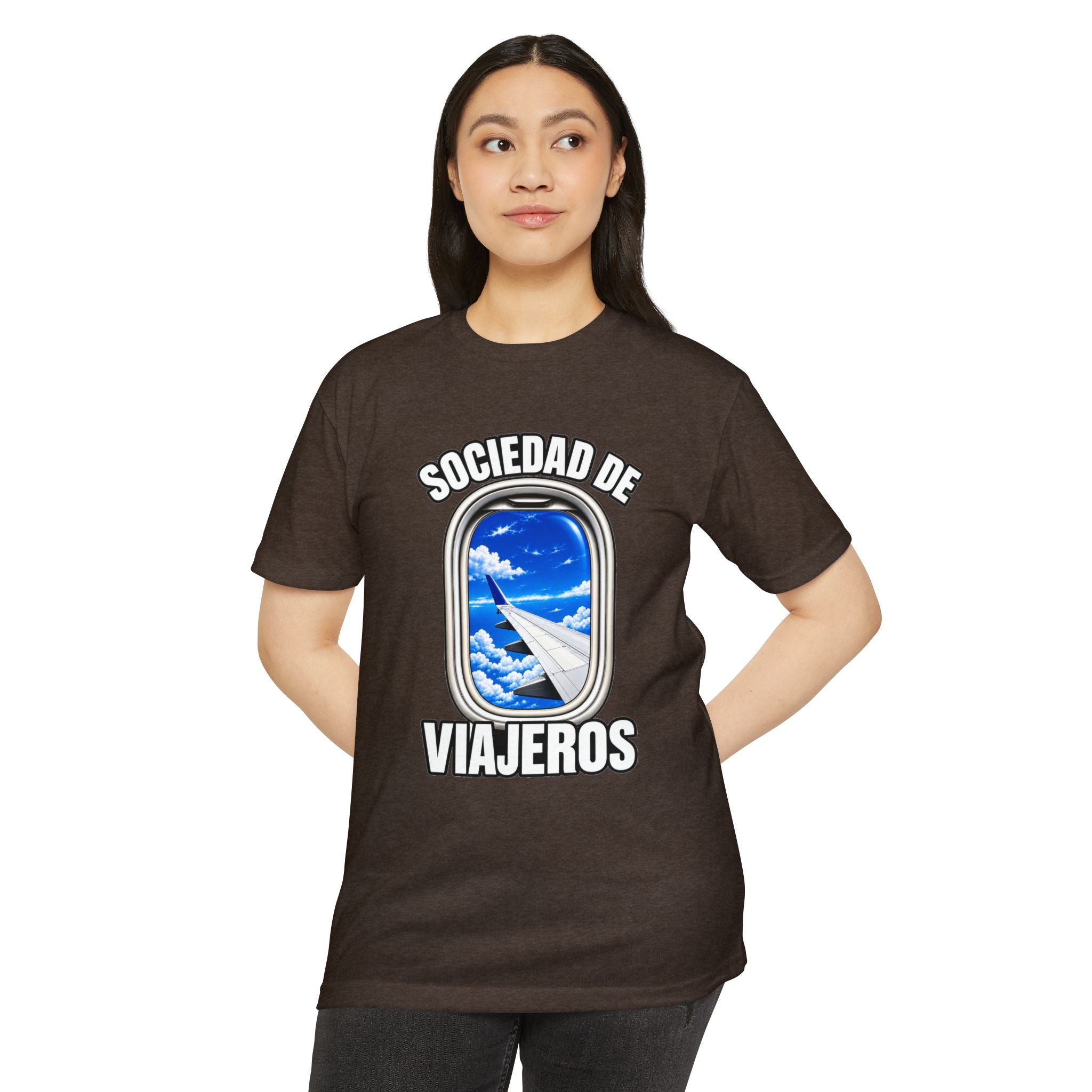 Sociedad de Viajeros Blue Sky Window Seat Society T-Shirt — Retro Airplane Travel Tee