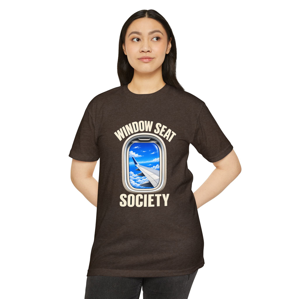 Blue Sky Window Seat Society T-Shirt — Retro Airplane Travel Tee