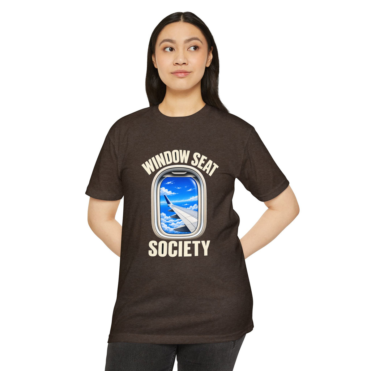 Blue Sky Window Seat Society T-Shirt — Retro Airplane Travel Tee