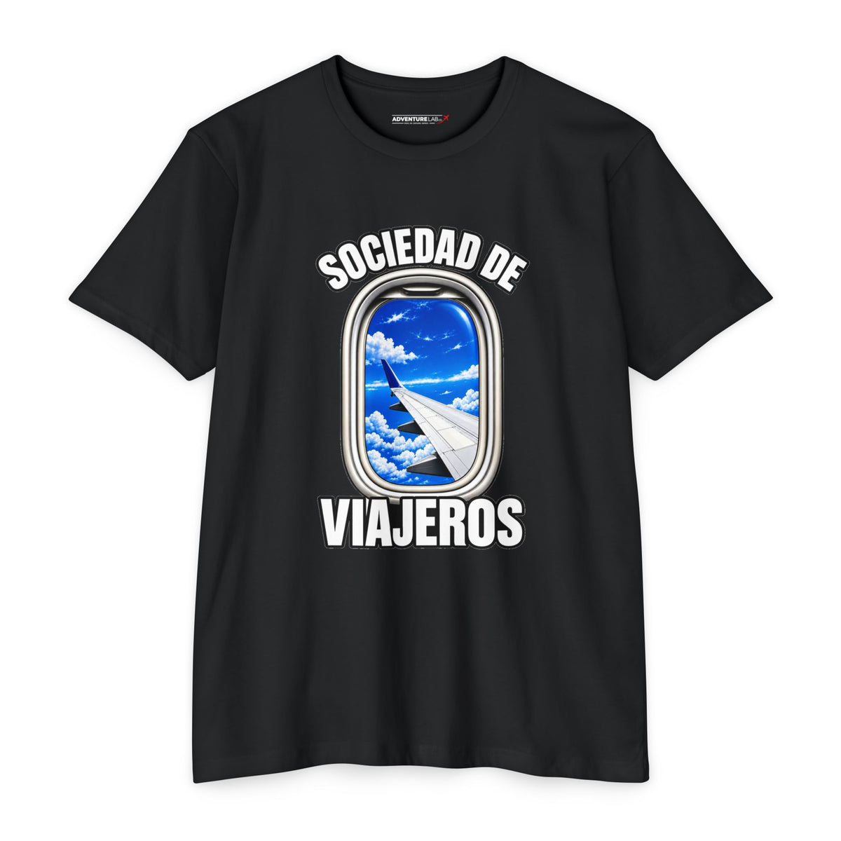 Sociedad de Viajeros Blue Sky Window Seat Society T-Shirt — Retro Airplane Travel Tee