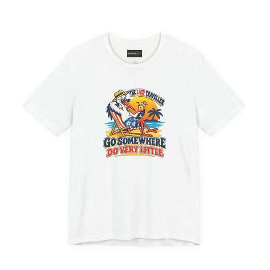 Lazy Traveller Stork T-shirt- Go Somewhere, Do Very Little