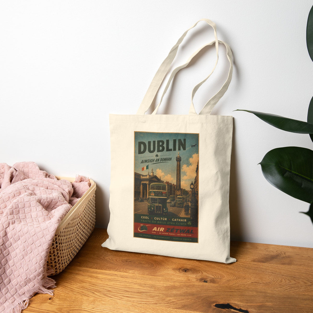 Dublin Ireland Vintage Travel Canvas Tote