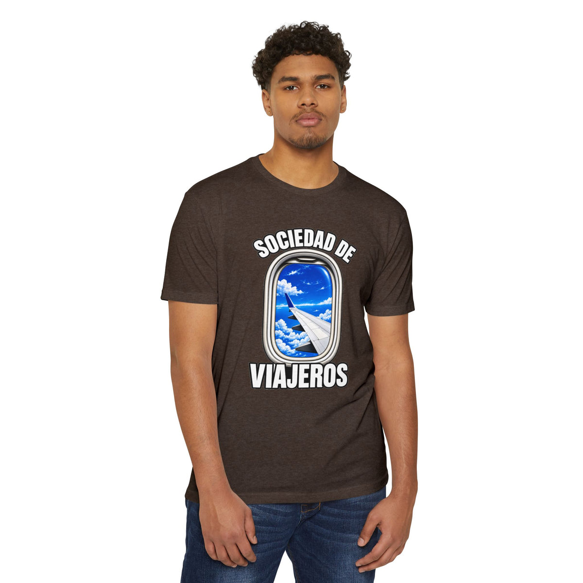 Sociedad de Viajeros Blue Sky Window Seat Society T-Shirt — Retro Airplane Travel Tee