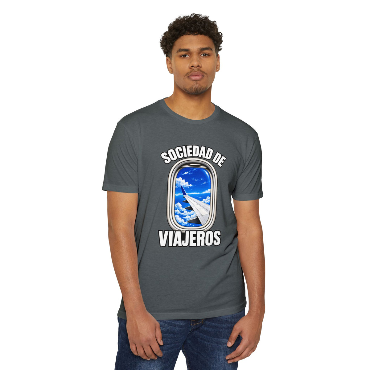 Sociedad de Viajeros Blue Sky Window Seat Society T-Shirt — Retro Airplane Travel Tee