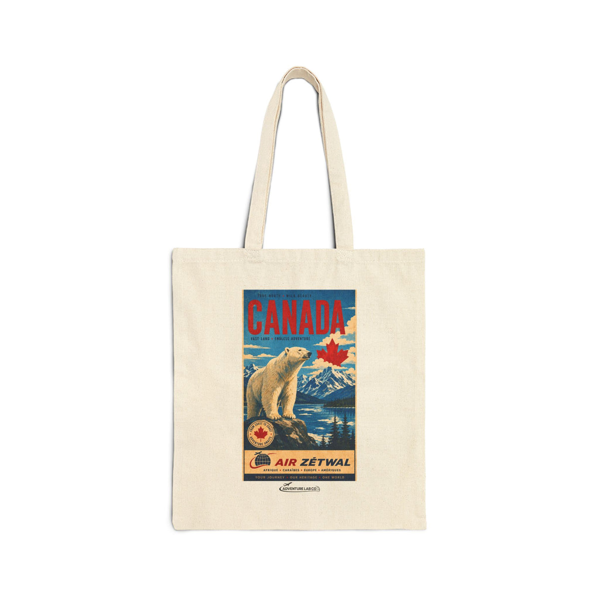 Canada Polar Bear Vintage Travel Canvas Tote