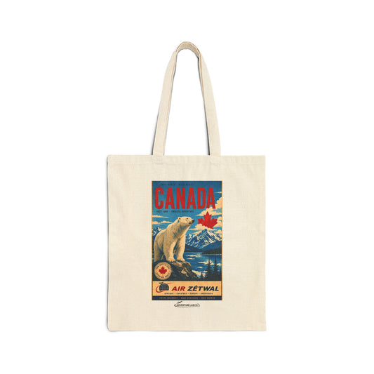 Canada Polar Bear Vintage Travel Canvas Tote