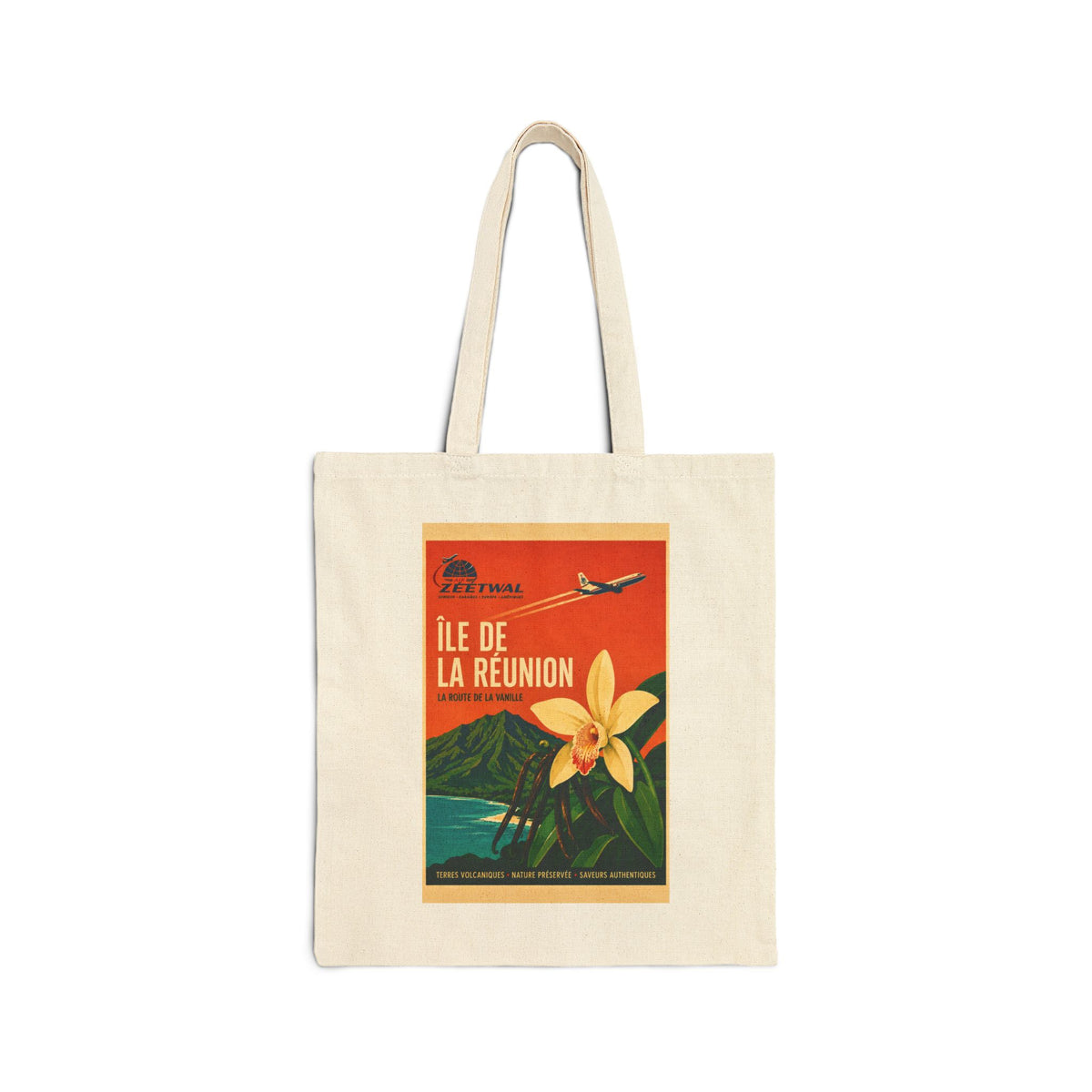 Île de la Réunion Vintage Travel Canvas Tote