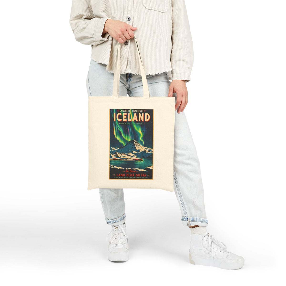 Iceland Vintage Travel Canvas Tote