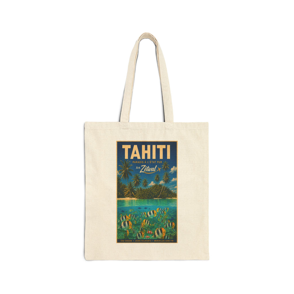 Tahiti Vintage Travel Canvas Tote