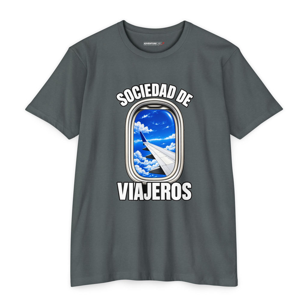 Sociedad de Viajeros Blue Sky Window Seat Society T-Shirt — Retro Airplane Travel Tee