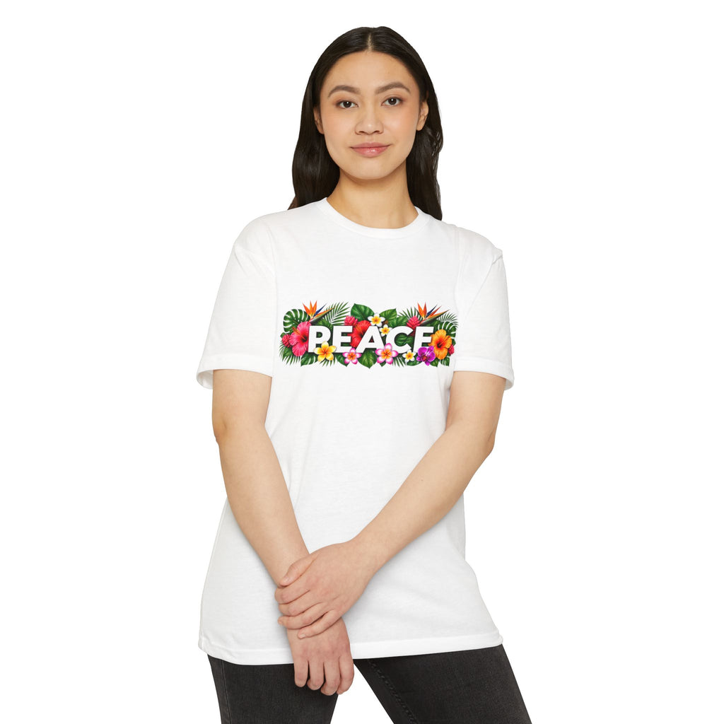 PEACE Floral Tropical T-Shirt — Bright Hawaii Vacation Tee