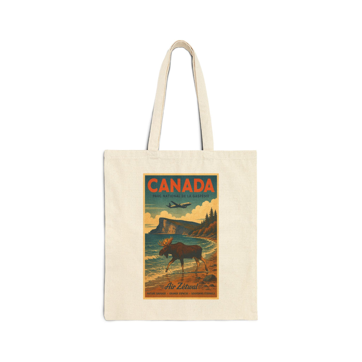 Canada Moose Vintage Travel Canvas Tote