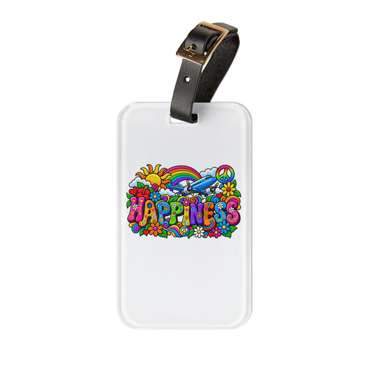 Happiness - Retro Series-  Luggage Tag | travel airplane luggage ID tag