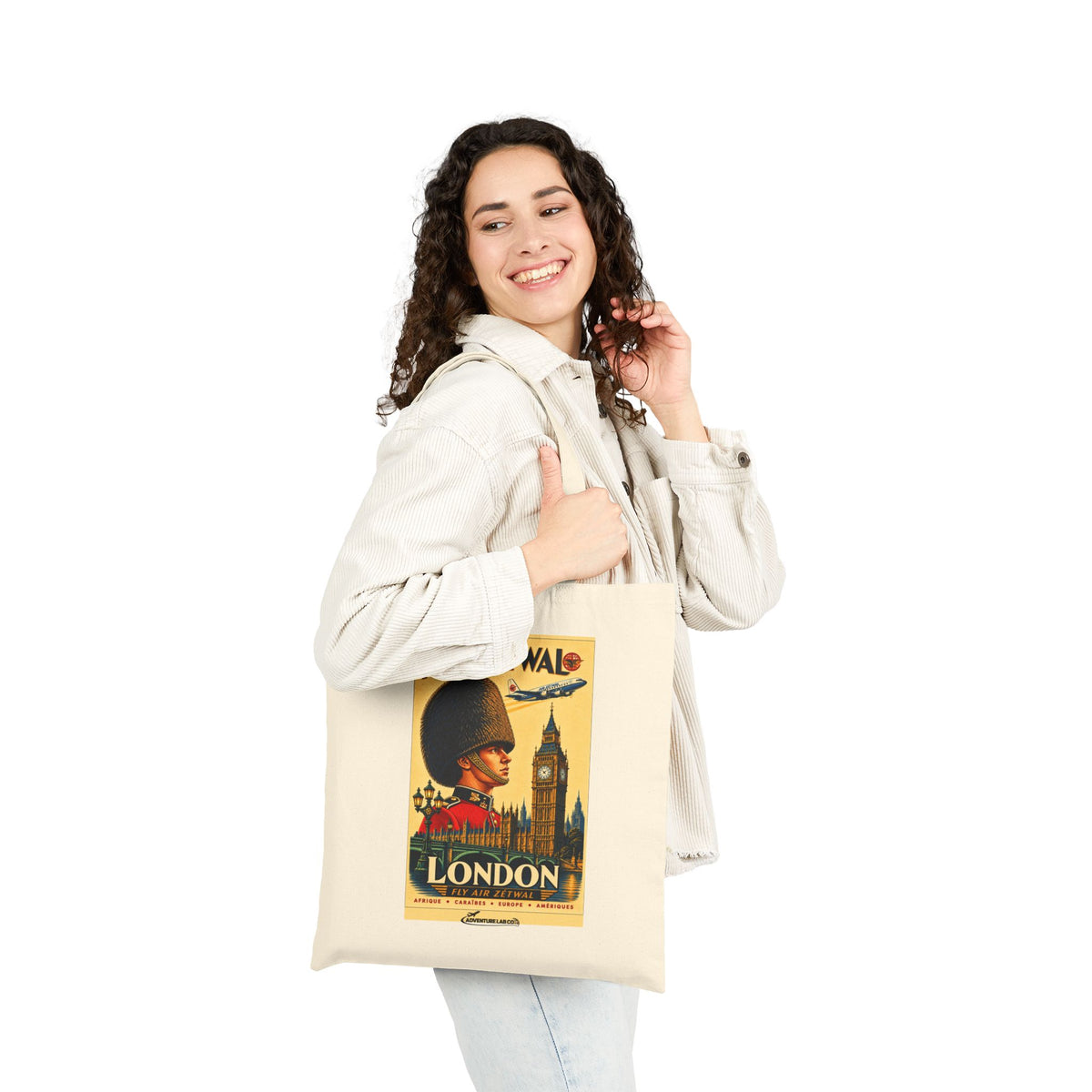 London England Vintage Travel Canvas Tote