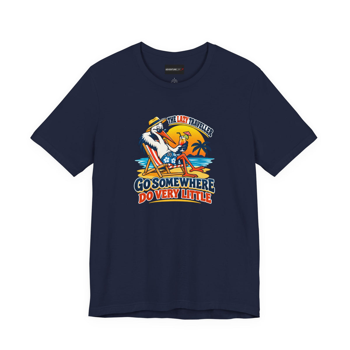 Lazy Traveller Stork T-shirt- Go Somewhere, Do Very Little