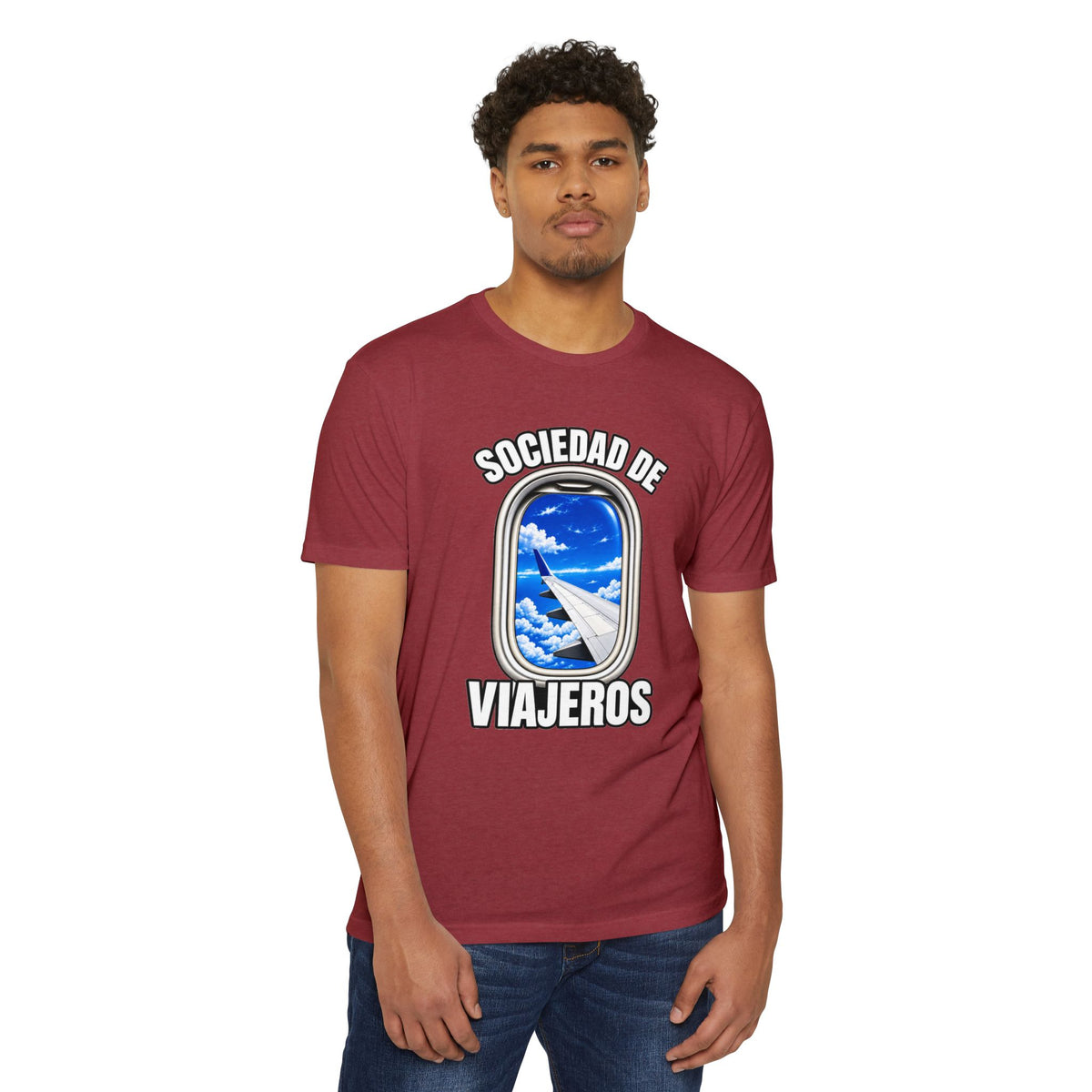 Sociedad de Viajeros Blue Sky Window Seat Society T-Shirt — Retro Airplane Travel Tee