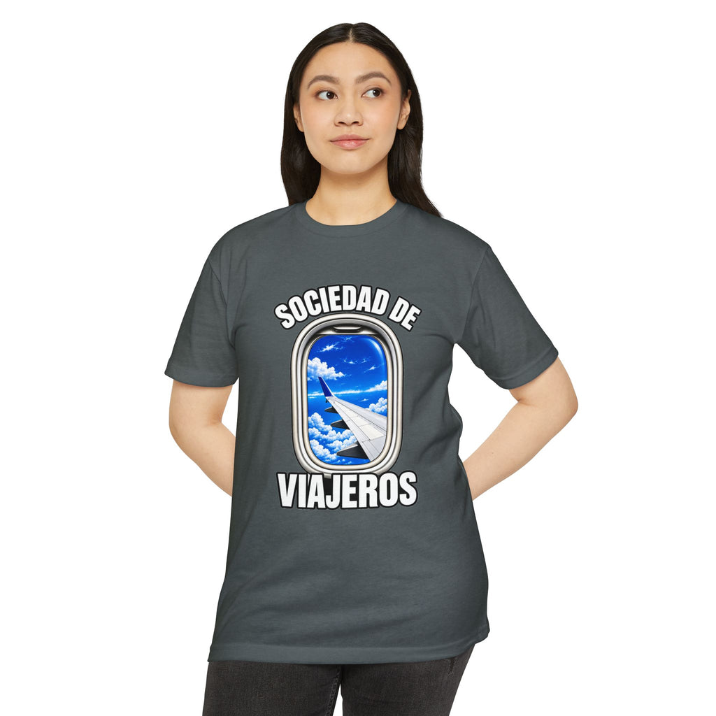 Sociedad de Viajeros Blue Sky Window Seat Society T-Shirt — Retro Airplane Travel Tee