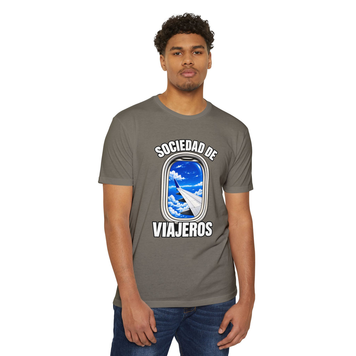 Sociedad de Viajeros Blue Sky Window Seat Society T-Shirt — Retro Airplane Travel Tee