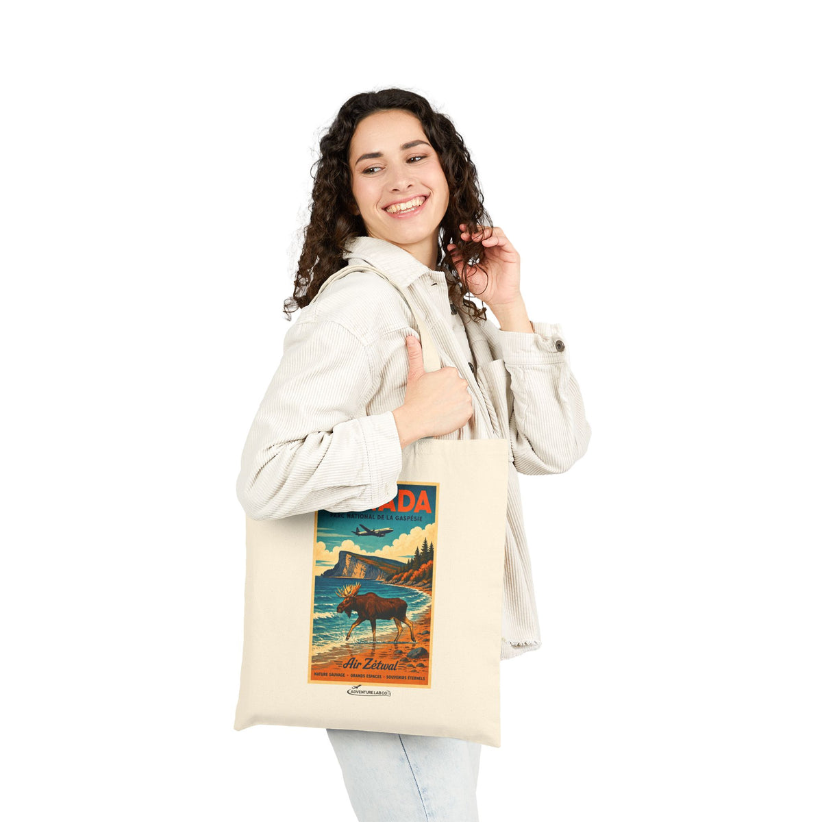 Canada Moose Vintage Travel Canvas Tote