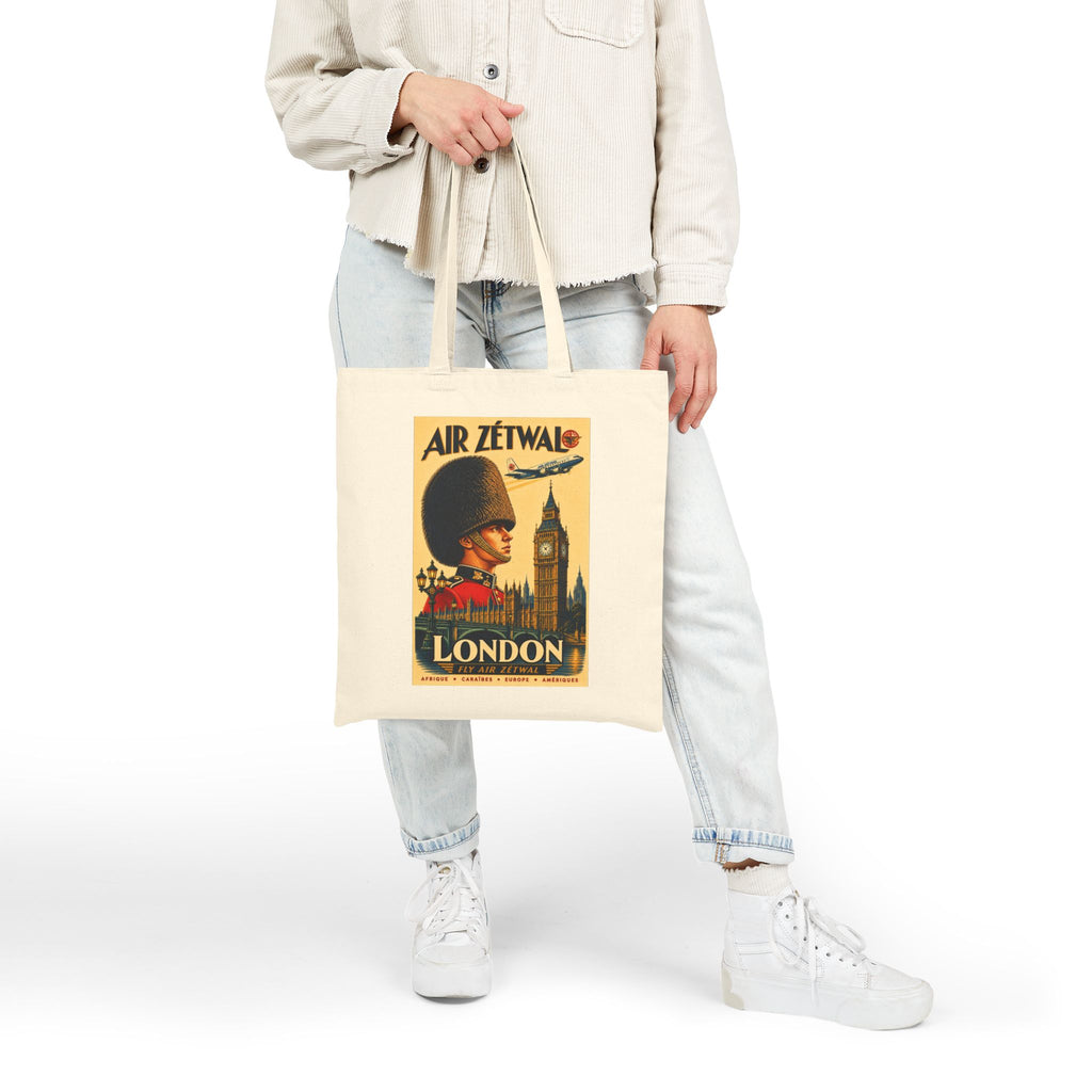 London England Vintage Travel Canvas Tote