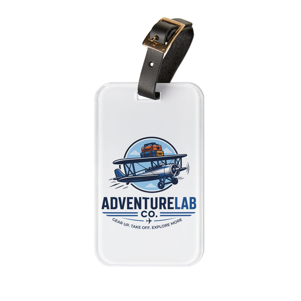 AdventureLab biplane logo Luggage Tag | travel airplane luggage ID tag