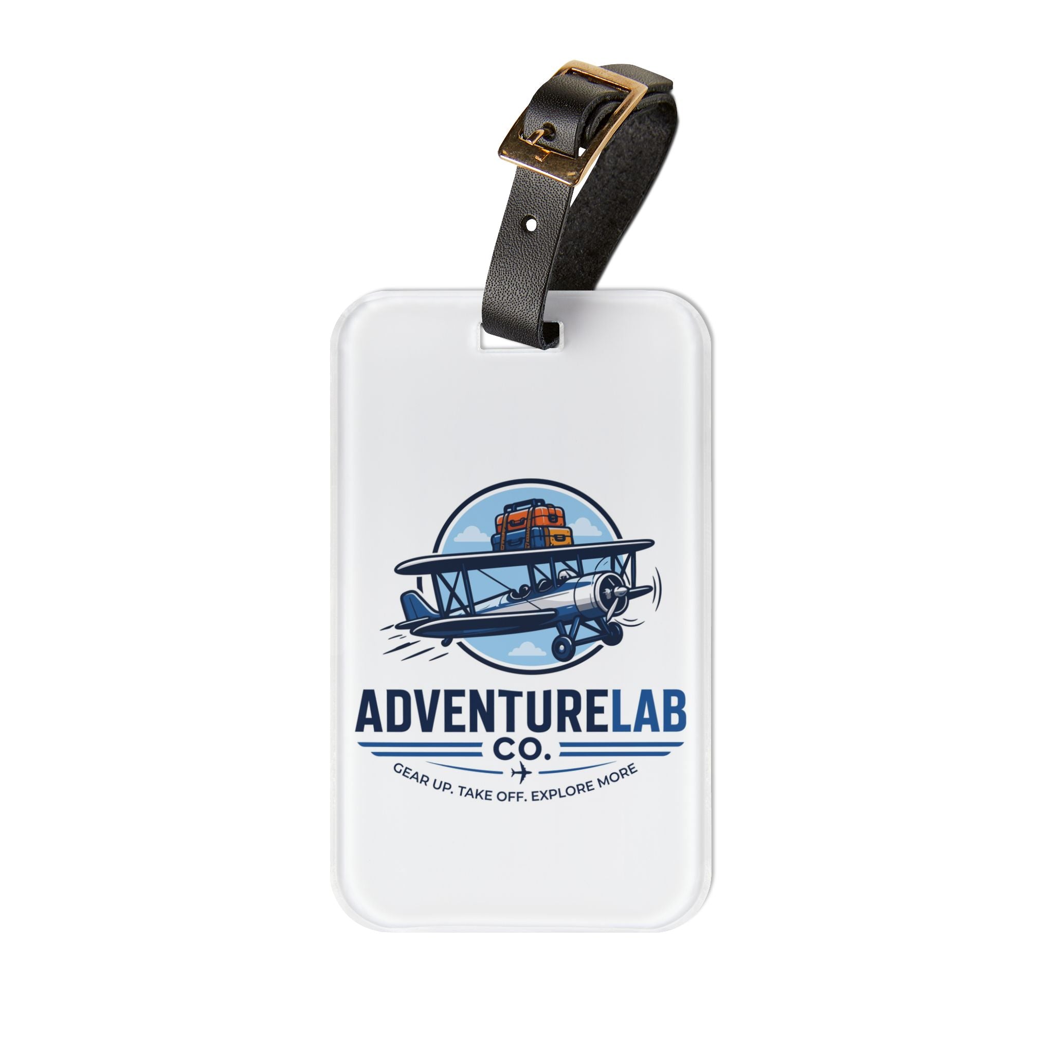 AdventureLab biplane logo Luggage Tag | travel airplane luggage ID tag