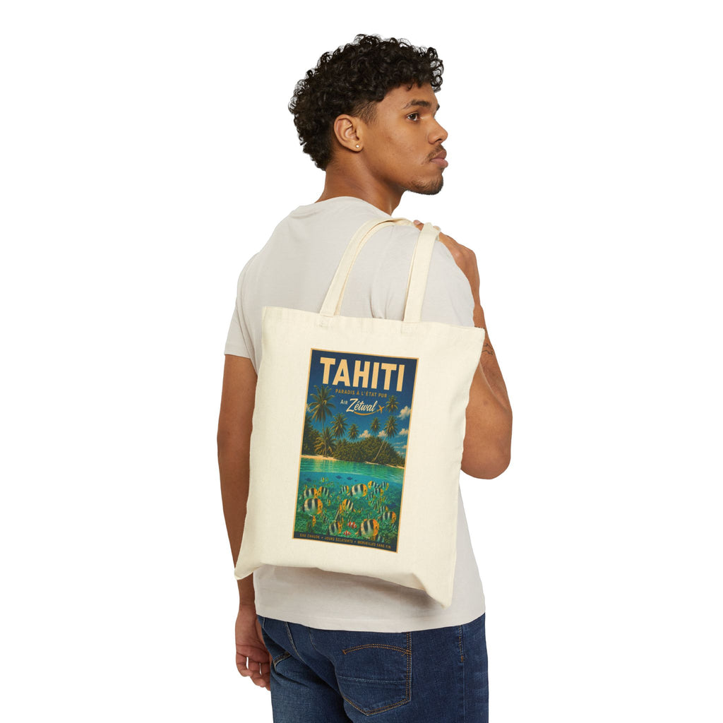 Tahiti Vintage Travel Canvas Tote
